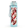 1PC Christmas Candy Cane Strip Print 750ml Color Plastic Sports Water Bottle Leakproof Flip Straw Lid Suitable for Sports Office Home Use
