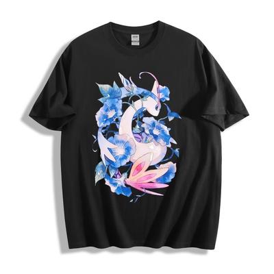 Pokémon Milotic Floral T-Shirt - Watercolor Serpentine Design Unisex Tee