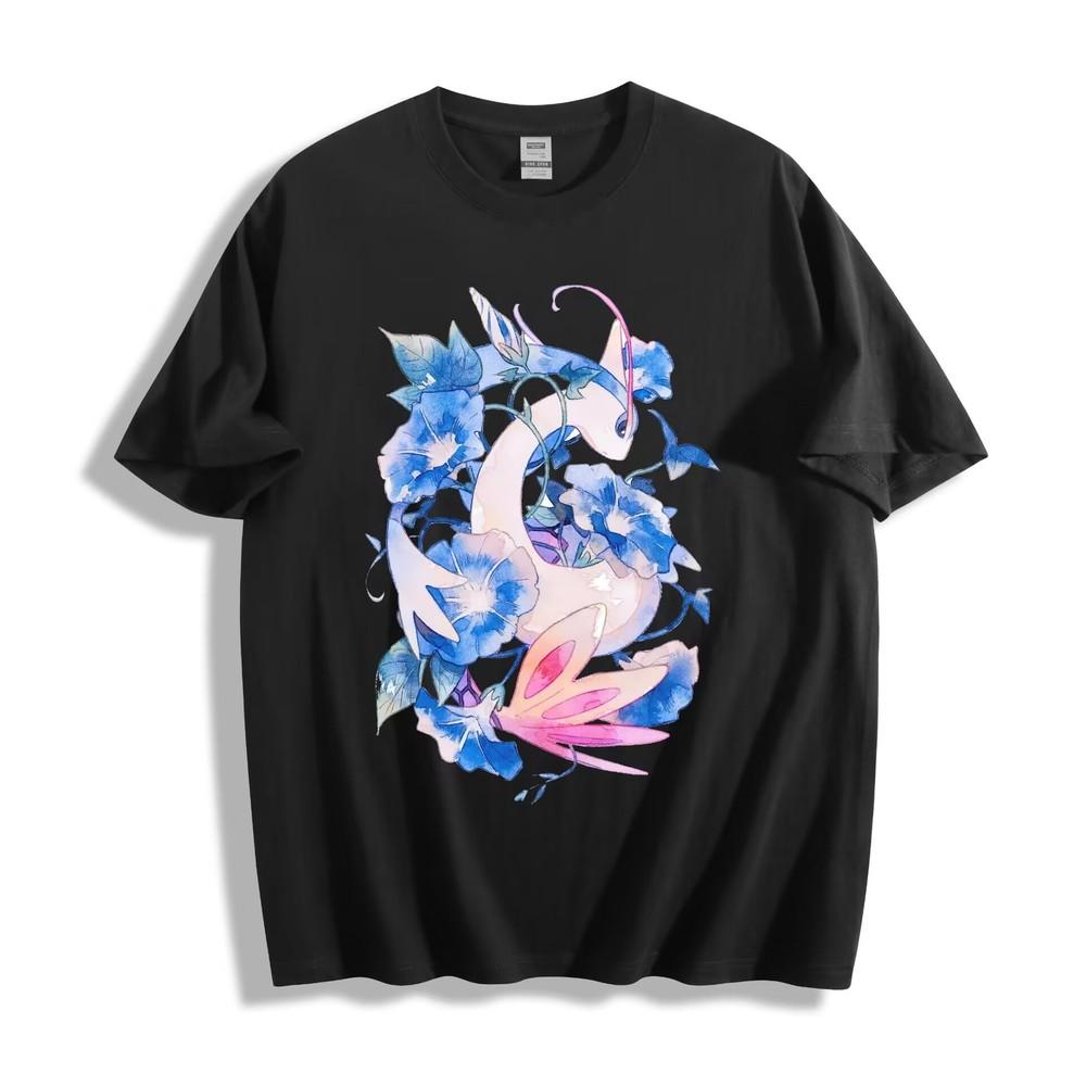 

Pokémon Milotic Floral T-Shirt - Watercolor Serpentine Design Unisex Tee 4XL