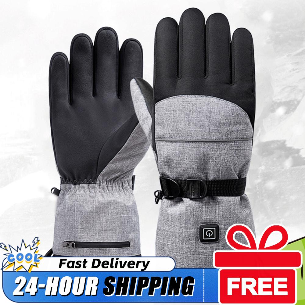 Smart Heated Gloves Winter Waterproof Electric Heating Gloves for Motorcycle Riding Outdoor Sports & Skiing (Gloves+Battery Box)