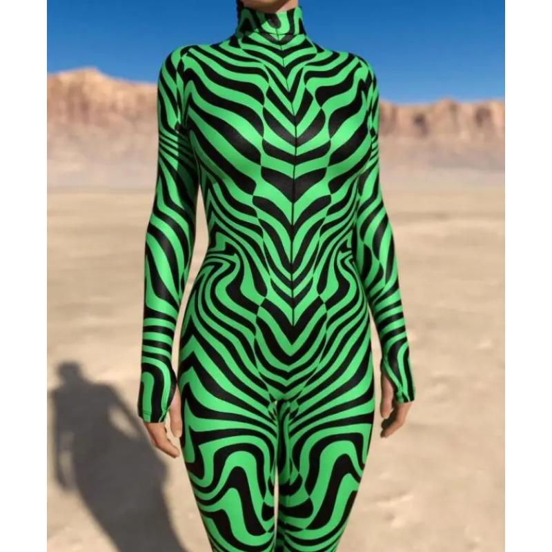 

Женский комбинезон с неровными линиями в стиле киберпанк, костюм для косплея на Хэллоуин, костюм для выступлений, комбинезон в стиле зентай Kids XL