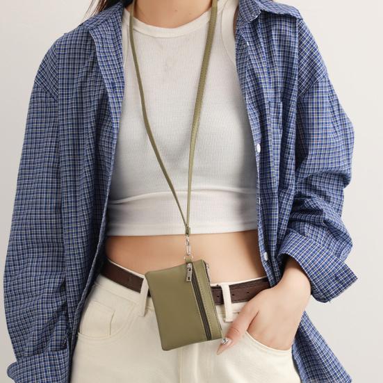 Necklace Coin Wallet Neck Hanging Coin Purse with Removable Lanyard Zipper Closure Card Holder for Men And Women Daily Use Travel