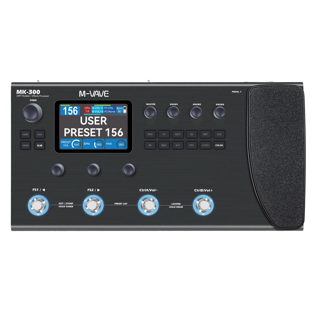 M-VAVE MK-300 Multi-Effects Pedal with Drum Machine & Volume Control for Guitar/Bass
