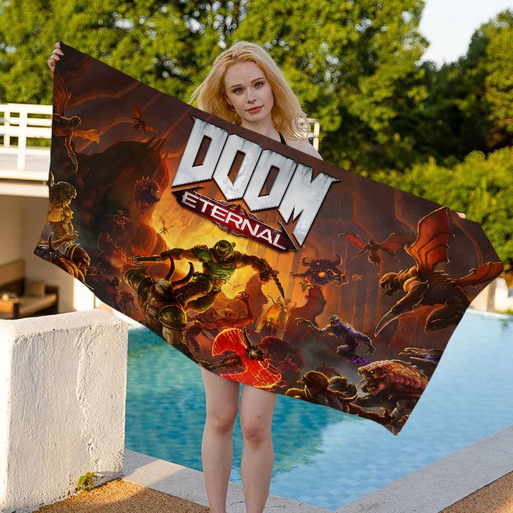 Shooting Game D-Doom Microfiber Blanket Quick Drying Beach Towels Oversized Printing Super Absorbent Pool Towel Blanket