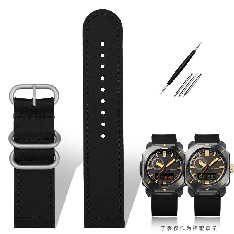 Für Casio Uhrenarmband PRW6900Y/6800 Lederarmband PRW-60Y/50Y Retro Vintage Rindsleder Armband Uhrenarmband Schwarz Braun 23mm