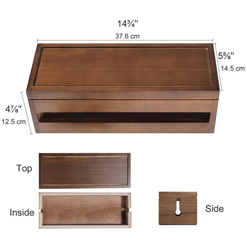 

Coffee Color Cable Management Box Extension Cord Power Stripe Surge Protector Wire Wooden Cord Organizer Box