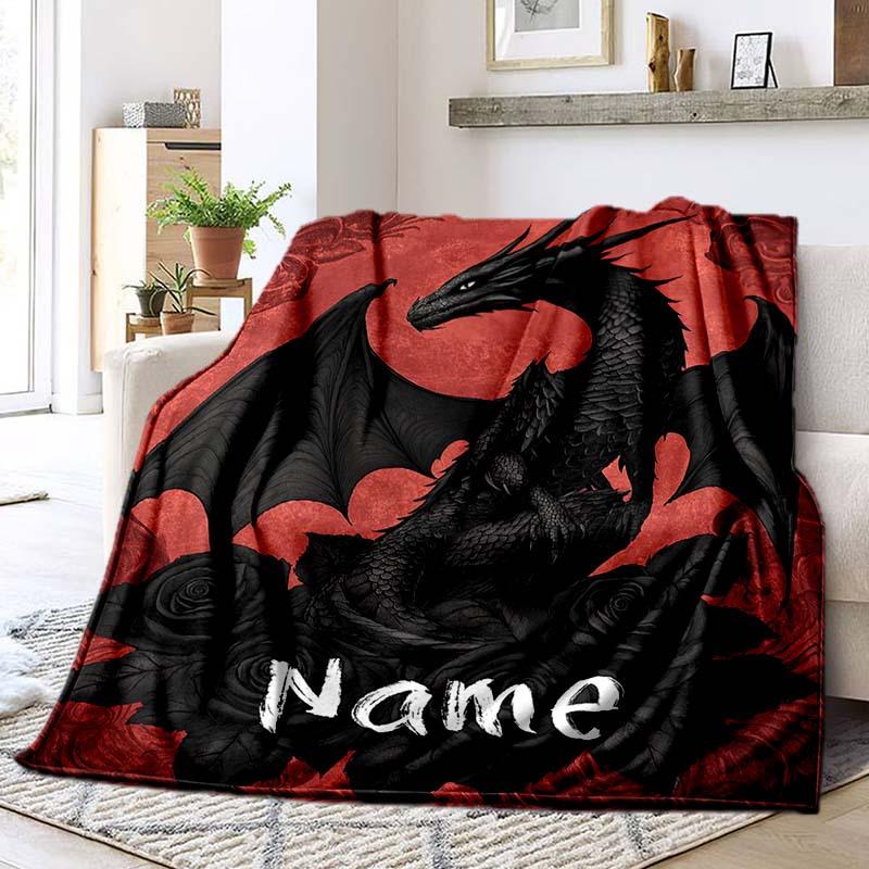 Dragon Customize Your Name Blanket Used For Chair Office Sofa Bed Camping Soft And Warm Giving Friends And Relatives Birthday Graduation Gift