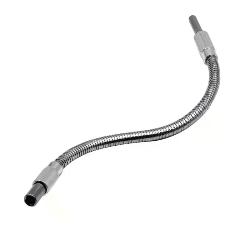 Silver Hex Handle 300mm Universal Flexible Metal Shaft Screwdriver Connector Extender Tool