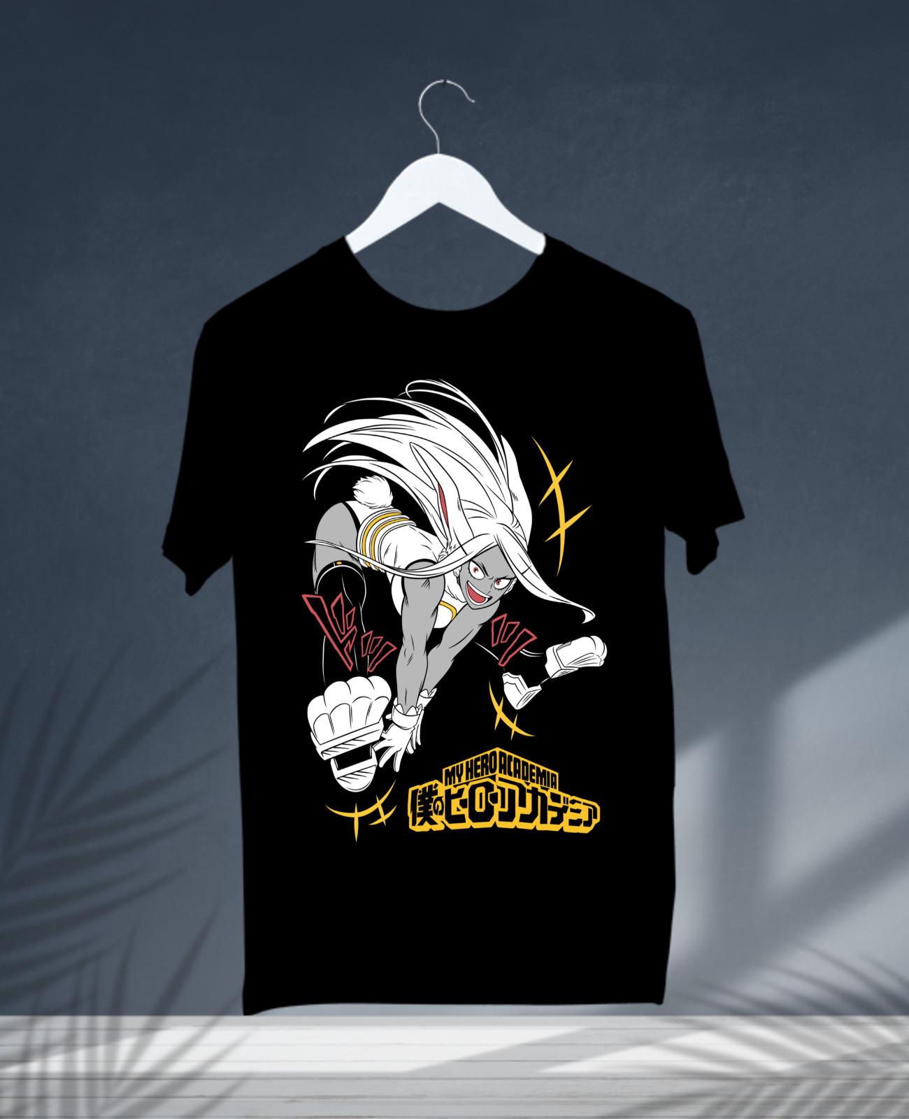 Rabbit Hero Mirko black T-Shirt Mens Womens Tees Top ,anime Rumi Usagiyama Miruko My Hero Academia 4XL