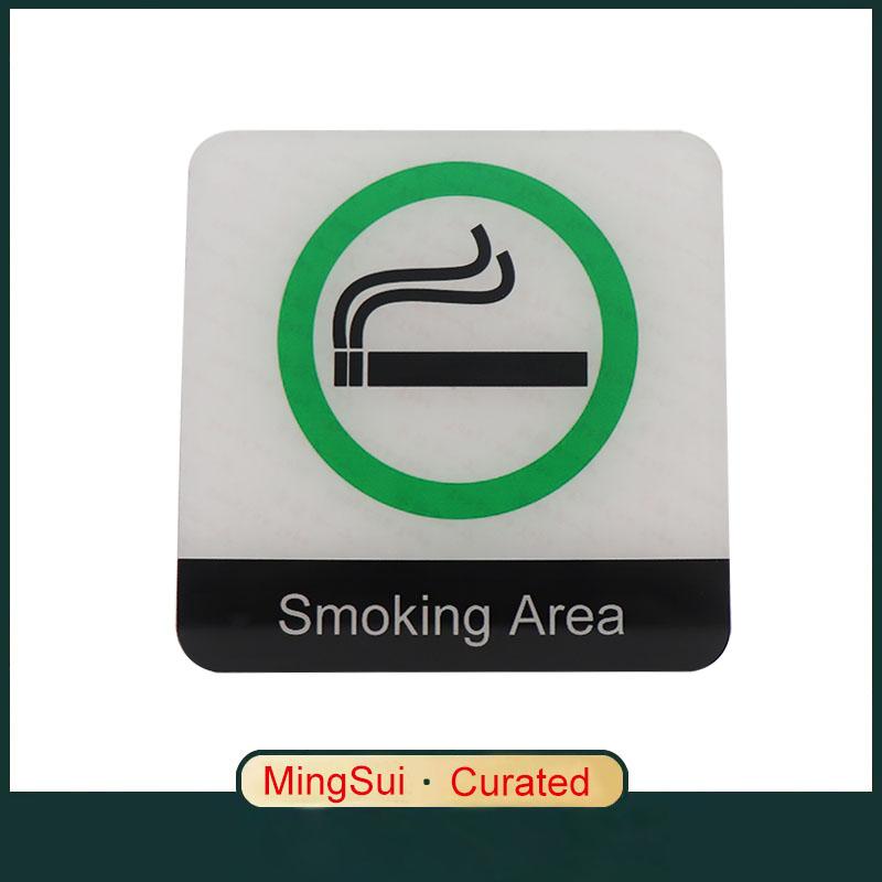Pop Black Acrylic Creative Signage Smoking Area Sign Wall Label Sticker Warning Badge for Shopping Malls Office Buildings Airports Stations