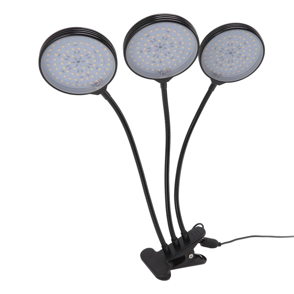 LED 45W Plant Grow Lamp with 3 Heads Clip On USB Power Supply Growing Light for Indoor Succulent Planting