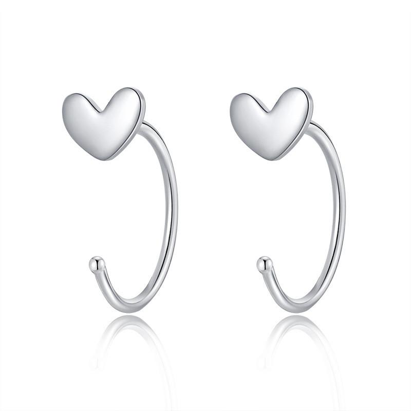 Earrings Silver Women Heart Flower Star Moon Butterfly Shape Decoration Stud