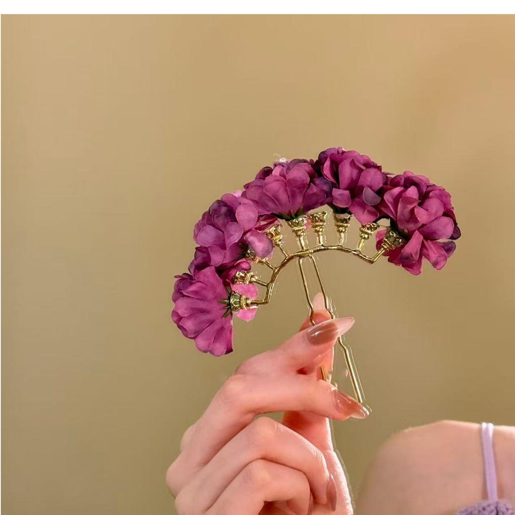 2025 New Fabric Flower Hairpin Retro Elegance Light Luxury Temperament Versatile Hairpin Niche Hair Accessories Women