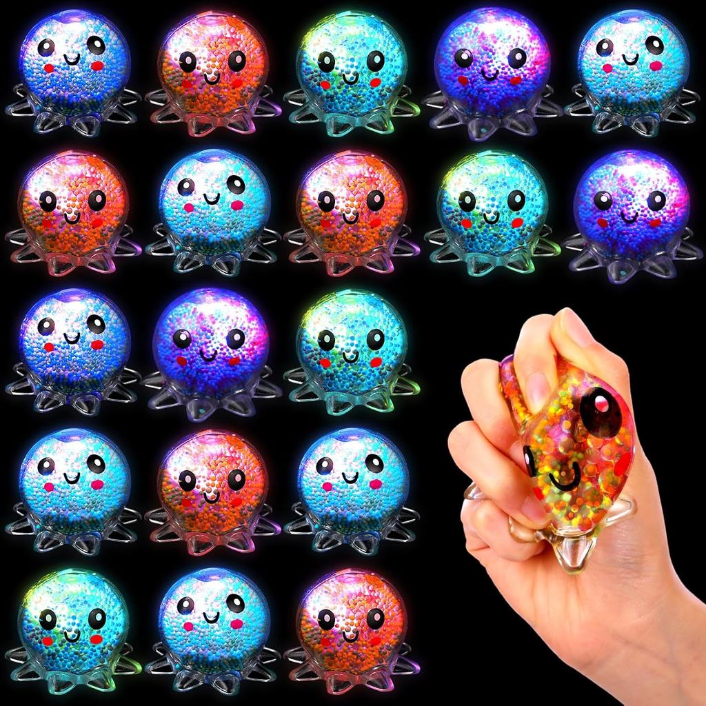 Light Up Octopus Stress Ball Fidget Toy Sensory Squeeze Toys For Anxiety Relief, Autism Christmas Birthday Gifts Party Favor