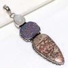 Hot Pick Leopard Skin Jasper Titanium Druzy 925 Silver Plated Pendant 3" Q6a66
