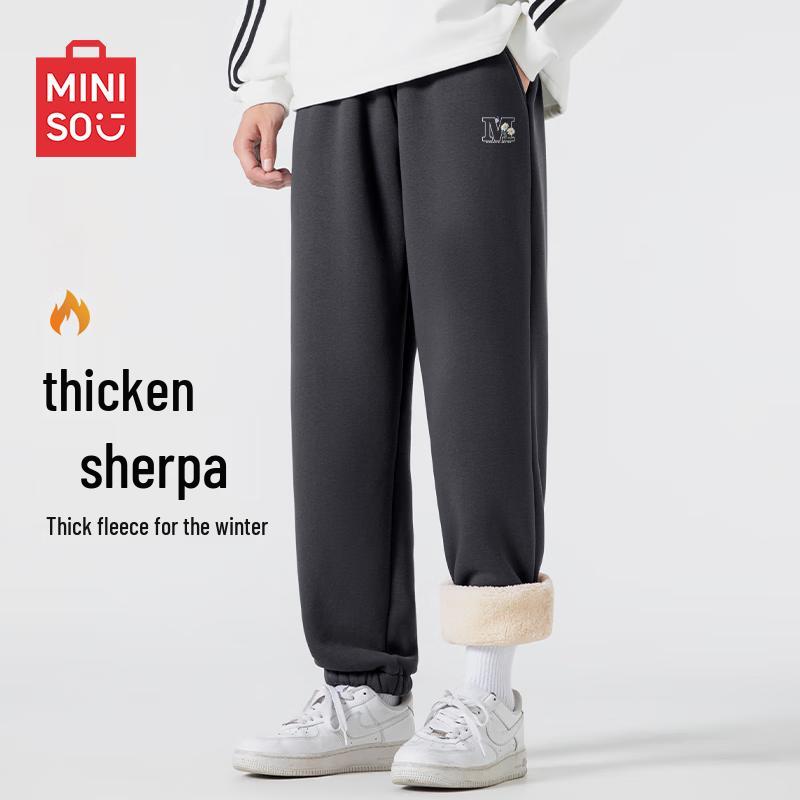 

MINISO Men s Sherpa Fleece Lined Winter Casual Jogger Pants 3XL