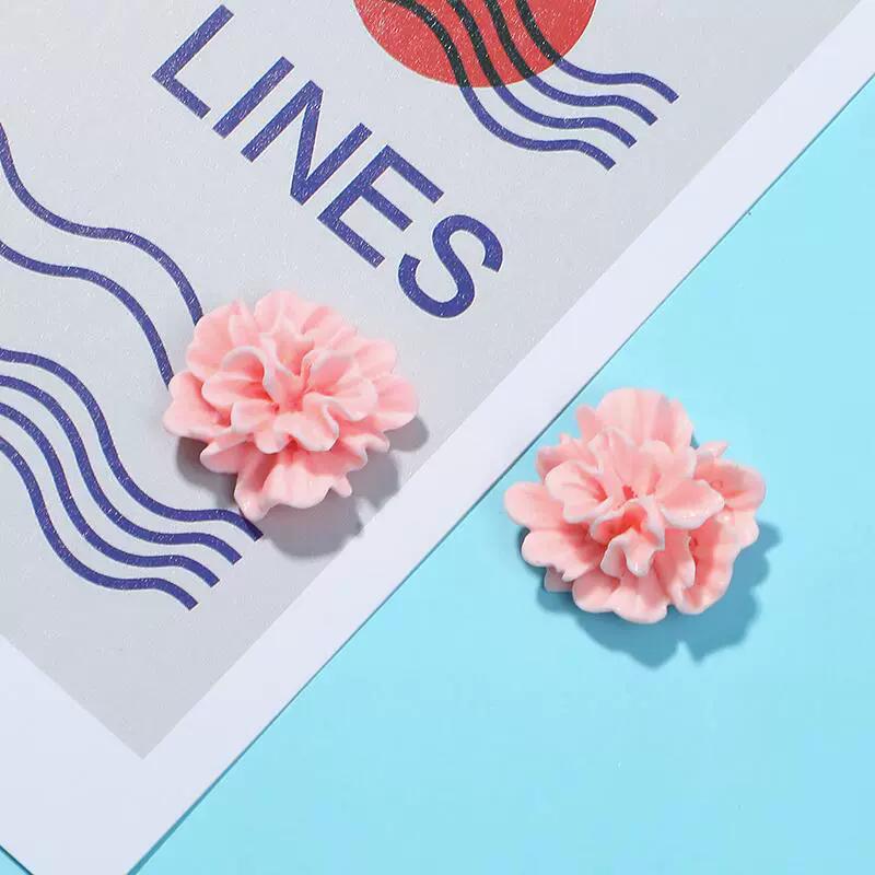 3D Pink White Flower Earrings for Women Imitation Pearl Acrylic Blooming Gardenia Stud Earrings Cute Jewelry Yellow Purple