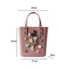 Beach Hole Bag Portable Fashion Open Tote for Shopping Boat Tours Dating Light Blue