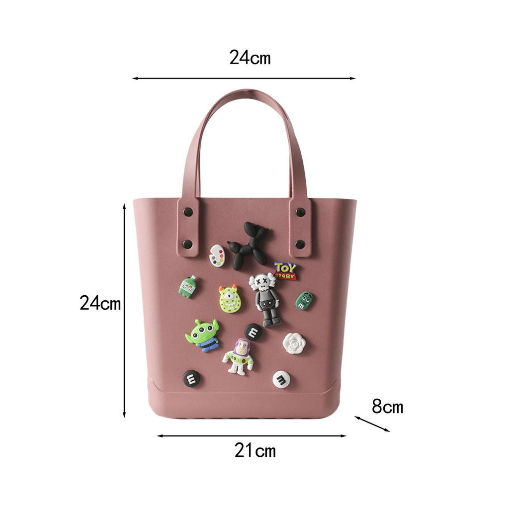 Beach Hole Bag Portable Fashion Open Tote for Shopping Boat Tours Dating Light Blue