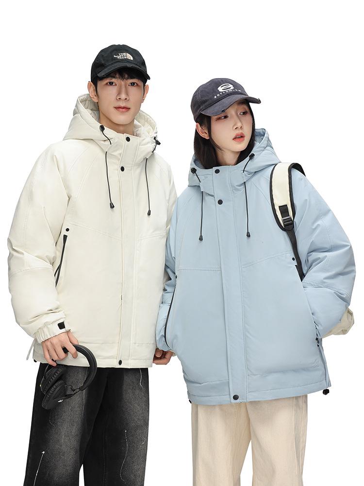 Men's 2025 Stylish Solid Color Hooded Windproof Down Jacket