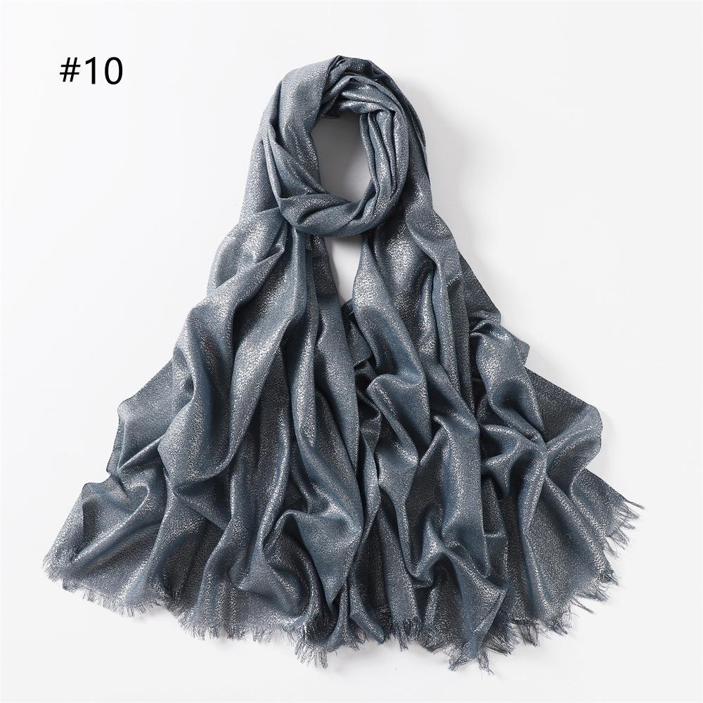 Elegant Two-End Tassel Scarf: Solid Color with Gold and Silver Threads