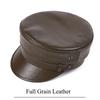 Unisex Genuine Leather Captain Cap, Vintage Punk Motorcycle Military Hat, Harajuku Rock Flat Top Beret for Men and Women