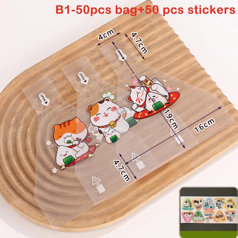 

50/100Pcs Lovely Cartoon Triangle Rice Ball Packing Bag Seaweed Onigiri Sushi Bento Making Mold Bento Accessories Sushi Bags