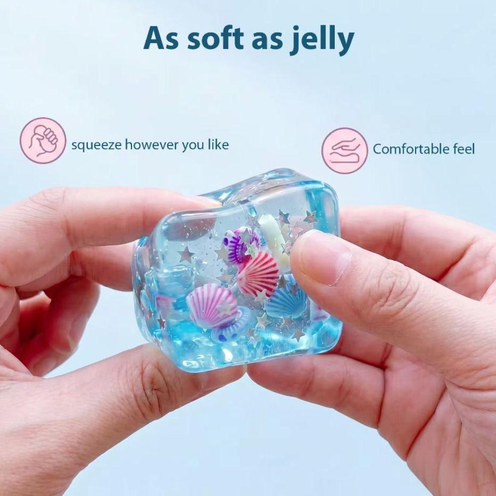 Slow Rebound Blue Ocean Ice Cube Stress Balls Slow Rising Sensory Fidget Toy Adults Use