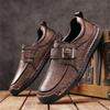 Fashion High Quality Handmade Stitched Business Men Leather Shoes Fashion Comfortable Loafers Flat Bottomed Outdoor Walking Sports Shoes