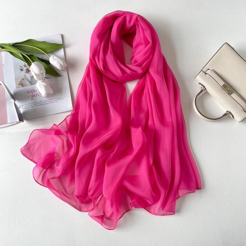 Solid Color Headscarf Silk Scarf Thin Large Scarf Travel Sun Protection Decorative Shawl Linen Plain Scarf Versatile