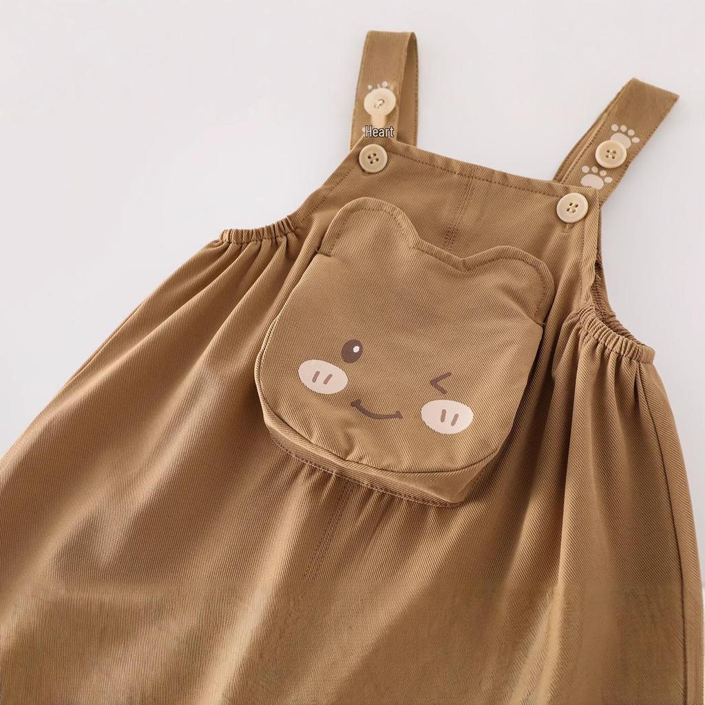 2025 Autumn Baby Korean-Style Cute Bear Overalls: Casual Infant Trousers