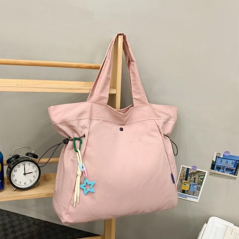 

Большая мягкая холщовая сумка-тоут Повседневный стиль Для ежедневных поездок на работу и в школу розовый