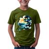 Moda infantil diária estampada gola redonda manga curta camiseta casual top