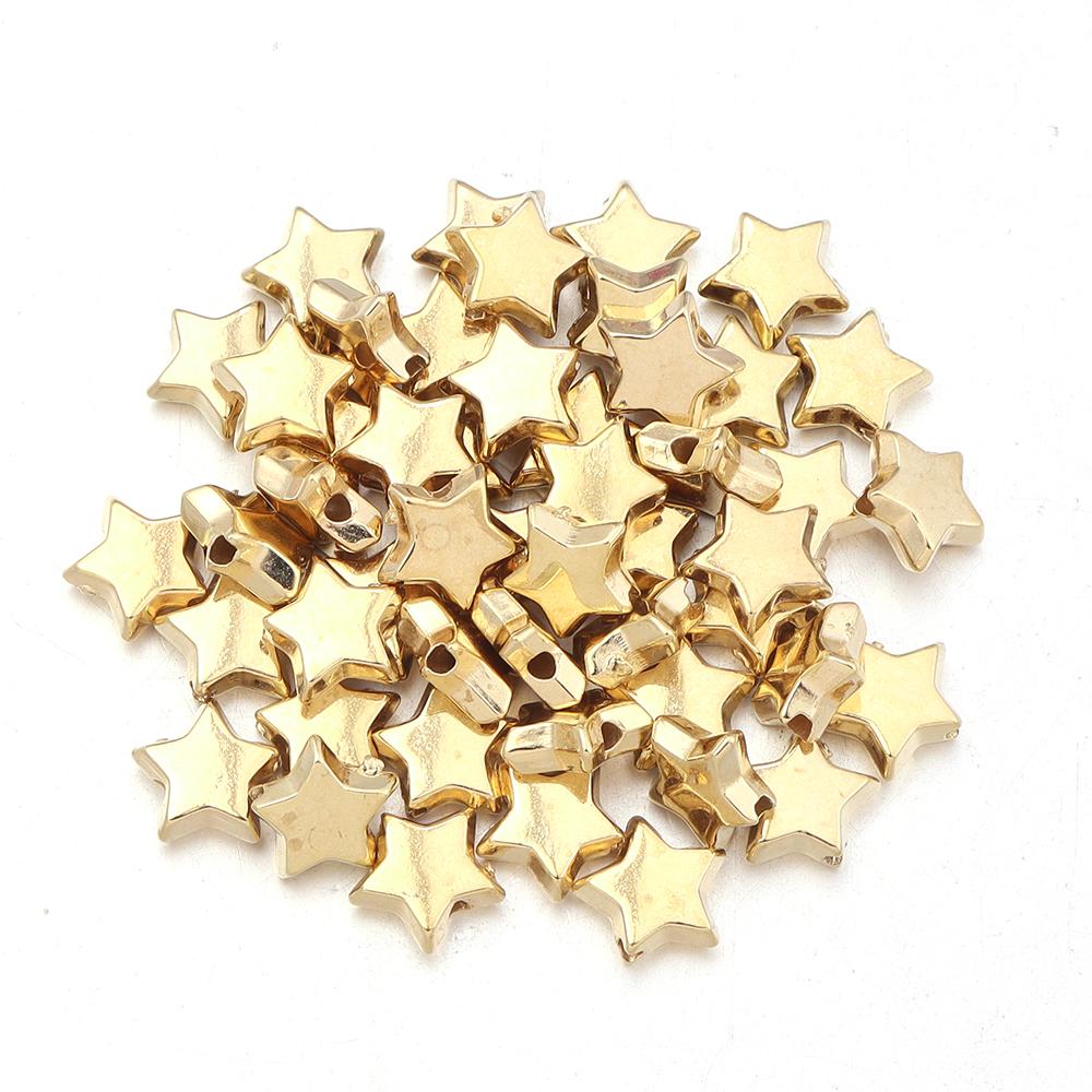 50-100 Stück Sternform CCB Perlen Gold Silber Beschichtet Lose Abstandshalter Fünfzackstern Perle Für Schmuckherstellung DIY Halskette Armband Großhandel
