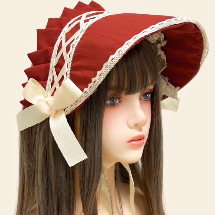 Lace Trim Bonnet Hat for Women Cosplay Event Victorian Cocktail Hat For Teens Teaparty Cocktail Dressingup Headwear