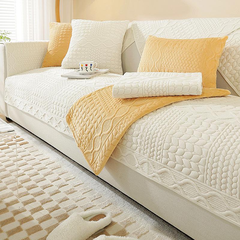 Affordable Luxury Style Plush Sofa Cushion Winter Cover Armrest Cover Towel Backrest Cover Towel Non-Slip Seat Cushions