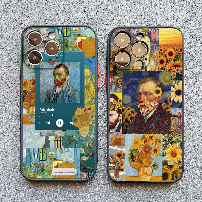 Vintage Van Gogh Phone Case for iPhone 16 13 12 Mini 15 11 14 Pro Max Illustration Case for iPhone 8 7 Plus SE X XS XR Cover