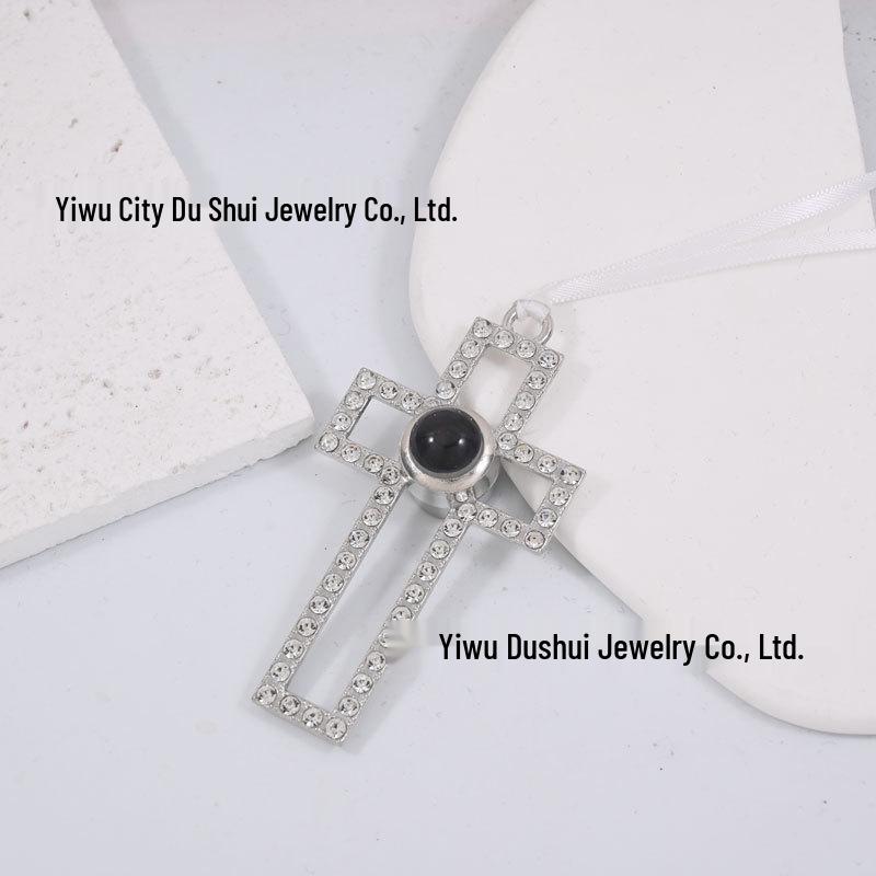 10mm Full Diamond Christmas Cross Pendant with Micro-carved Projection Color Picture