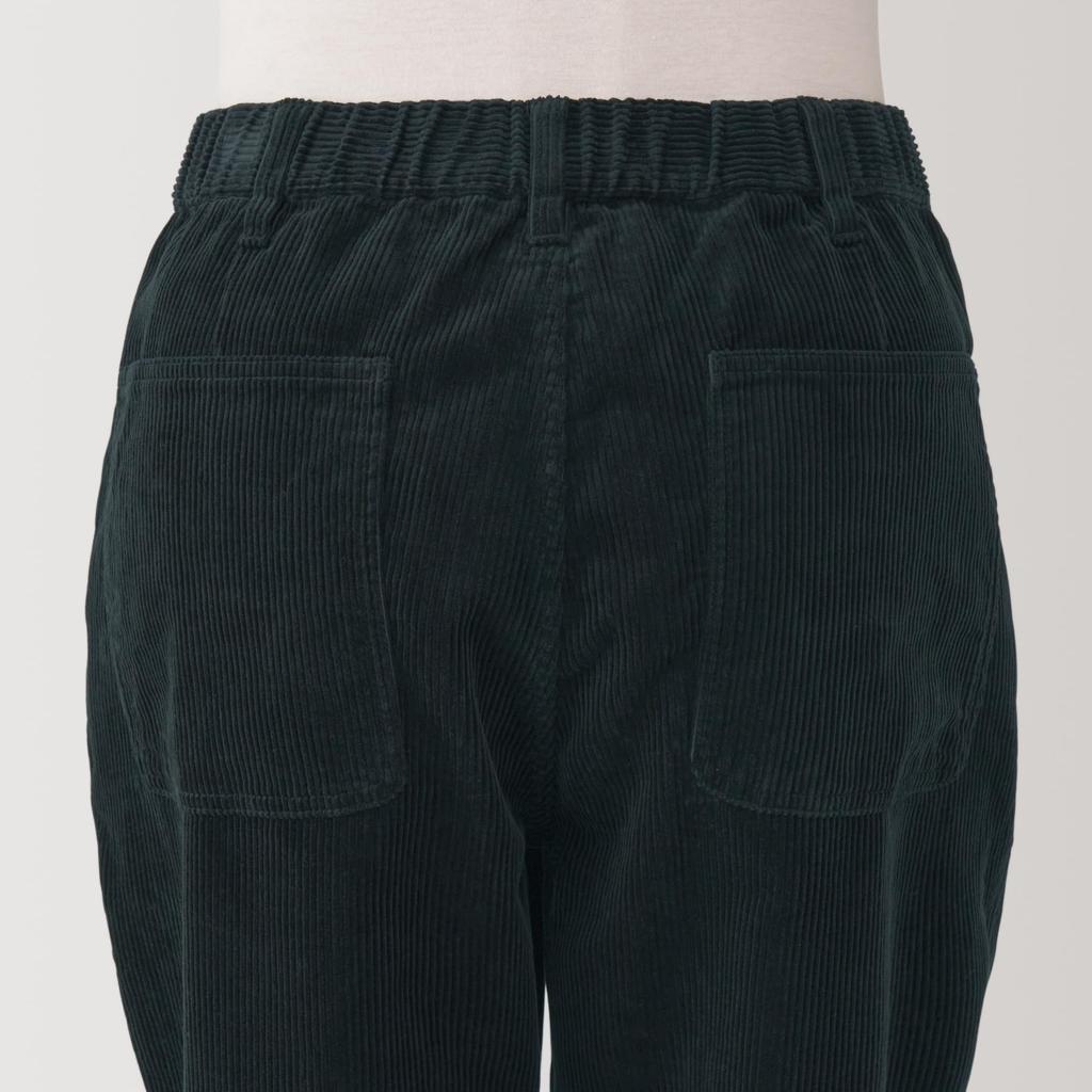 MUJI Men's Kapok-Blend Corduroy Wide Pants (AE0XXA4A) Black, Size S