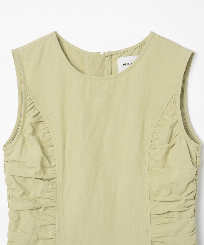 Milo Woman Shirred Zip-Up Mini Dress [Pale Yellow]
