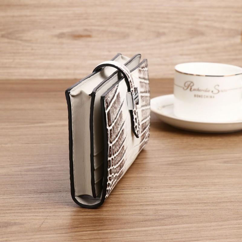 New Crocodile Belly Pattern Himalaya White Women's Wallet Long Short Multi Card Pocket Handbag