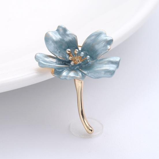 Yousheng Flower Brooch Artistic Flower Shape Clothes Pin Anti-exposure Electroplated Stainless Clothes Accessory Dress Collar Brooch