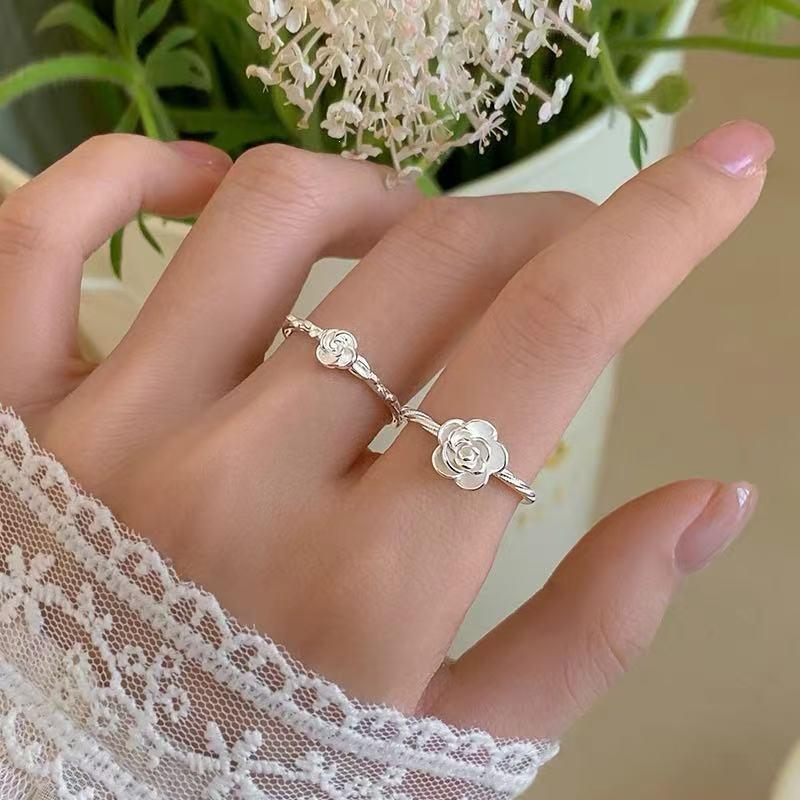 925 Sterling Silver Rose Open Ring - Women's Elegant, Luxury Index Finger Jewelry