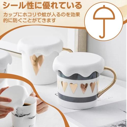 Silicone Cup Covers, Lids for Mugs, 2-Piece Set, 8cm Inner Diameter, Leakproof, Dustproof, Heat and Cold Resistant, Reusable, Cute Snowflake Shape, Wh