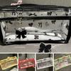 Cartoon Niedliche Katze Schleife Federmäppchen Transparent Große Kapazität Schreibwarentasche Studenten Schreibwaren Organizer Geschenke