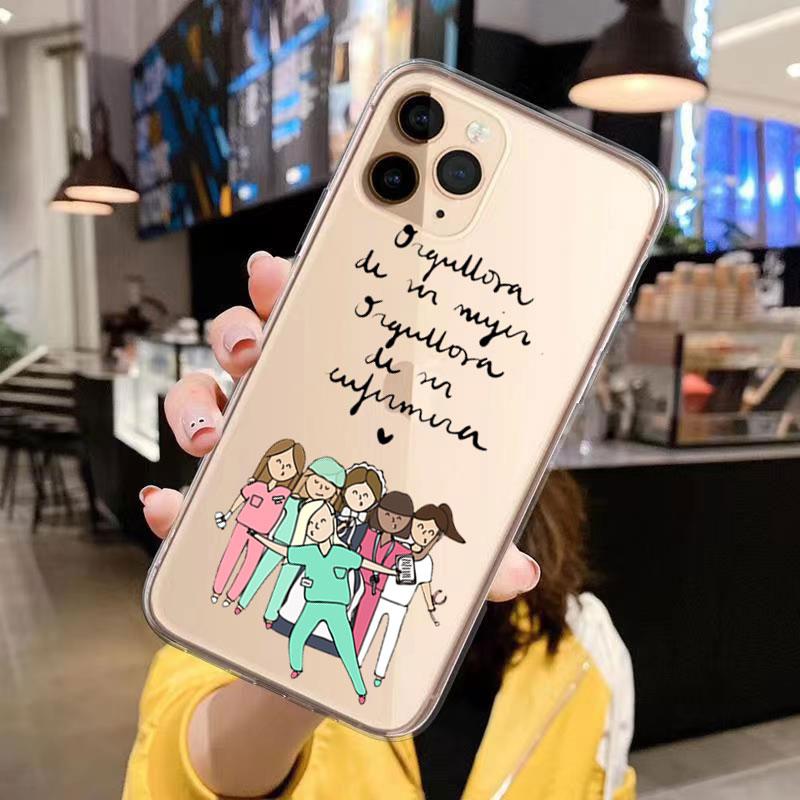 Španělsko Kreslený Lék Doktor Sestra Měkký Kryt na Telefon Pro iphone 13 Pro Max 11 Pro Max 6 7 8 Plus 12 Pro X XR XS Max Kreslený Kryt