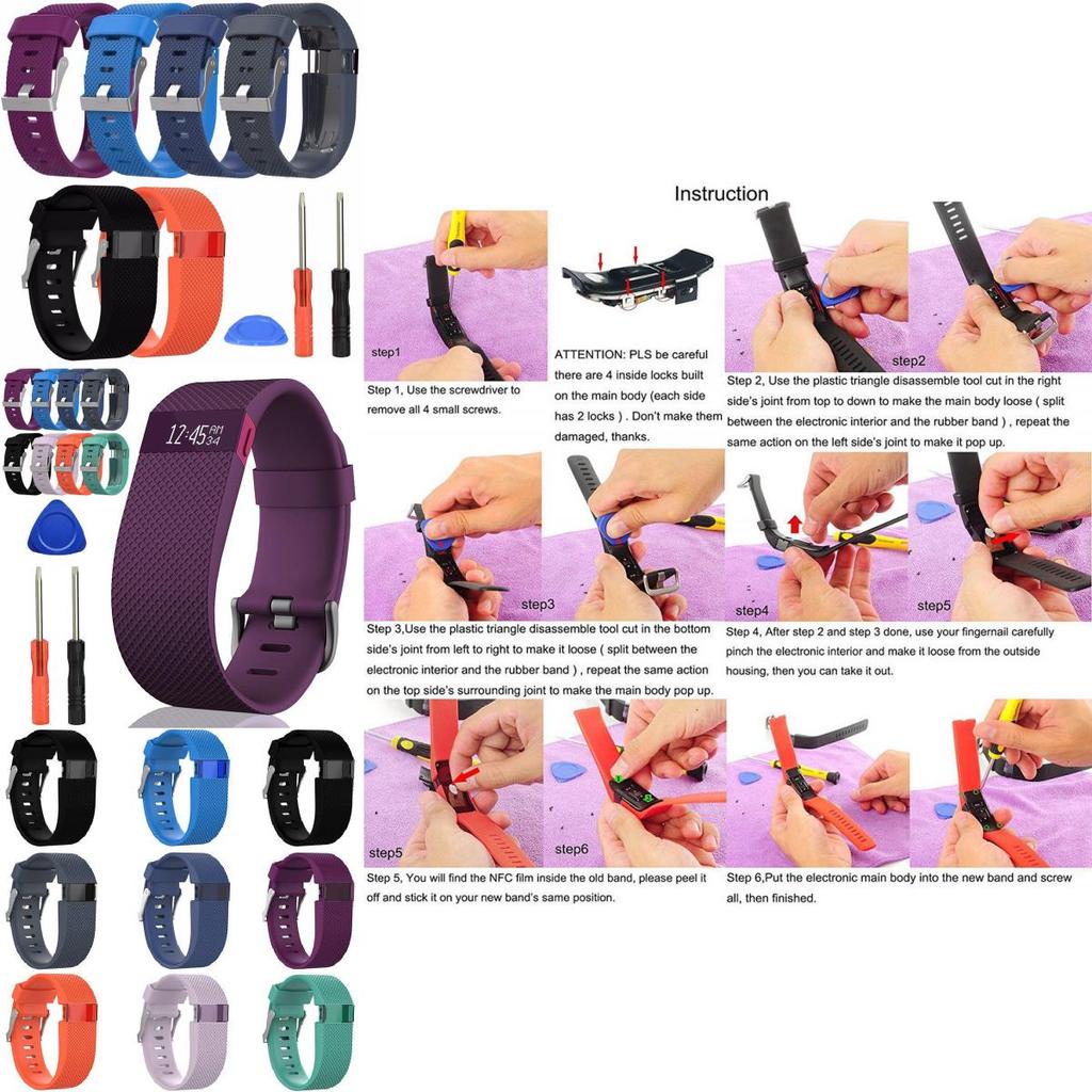 Charge Hr Silikon Ersatzband Deluxe TPU Armband Inklusive Werkzeug Größe L