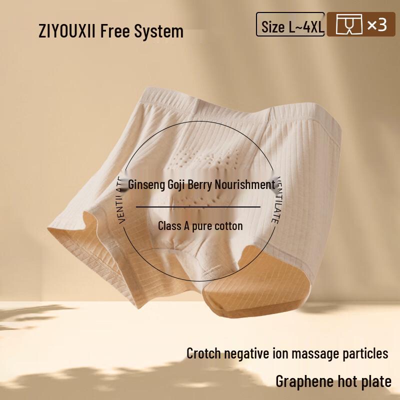 Free-Style Men's Cotton Antibacterial Health Care Boxer Briefs (3-Pack)