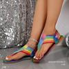 Sequined Flat Shoes Elastic Band Flip-flops Women's Plus-size Bohemian Simple Beach Flip-flops