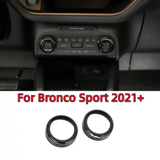 2pcs Black Car Air Condition Switch Knob Trim Ring For Ford Bronco Sport +